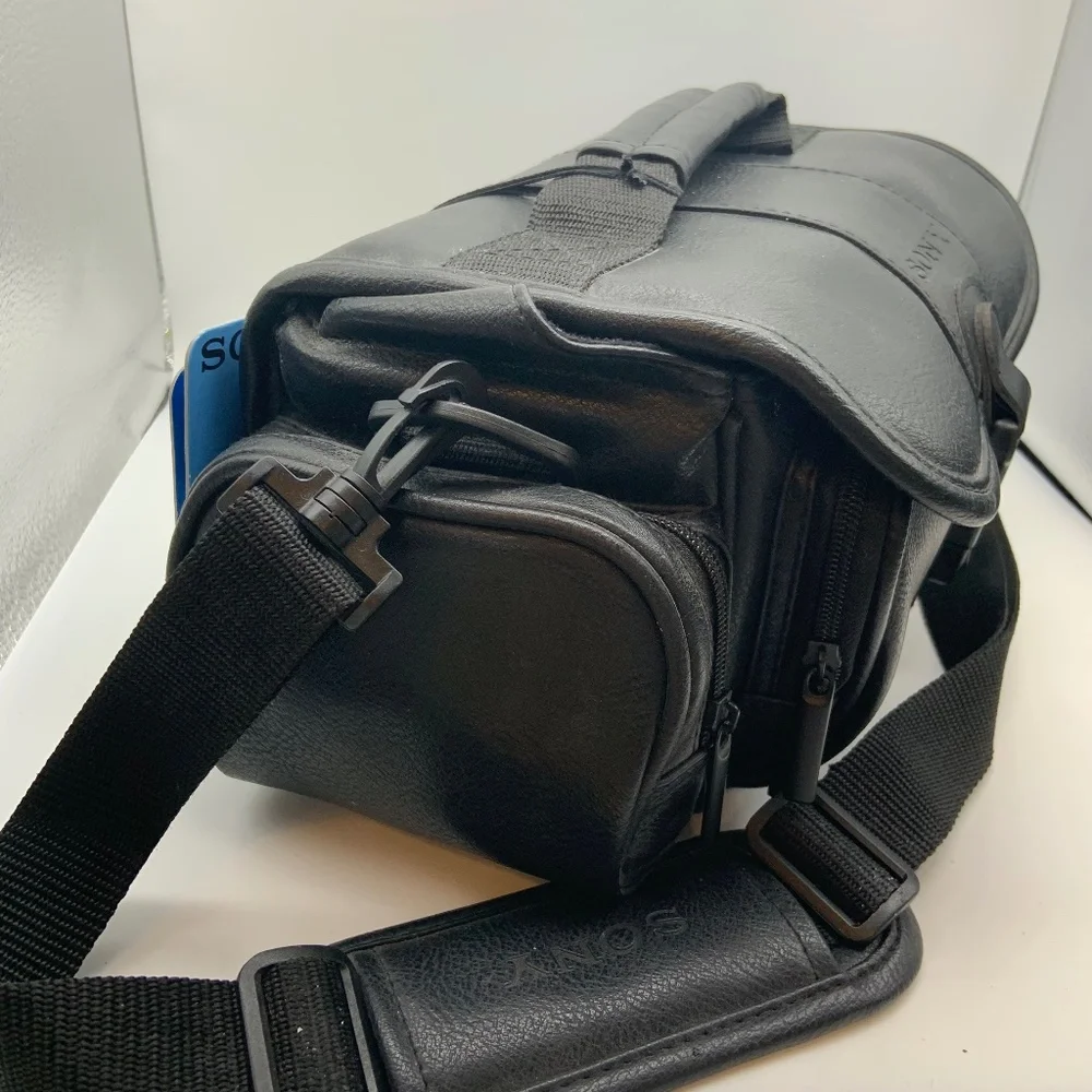 Sony HandyCam LCS-VA3 Leather Carrying Case Bag with Manuals and Extras
